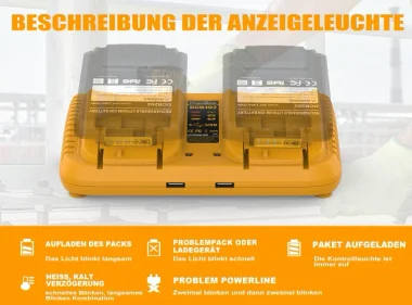 For Dewalt Dcb102 12v 20v Dual Port Battery Charger 3