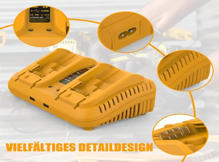 For Dewalt Dcb102 12v 20v Dual Port Battery Charger 6