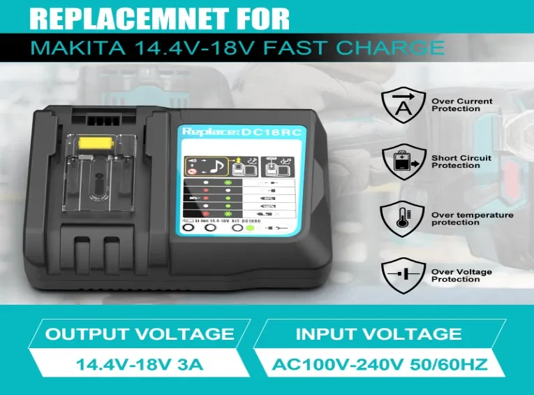 For Makita 14.4v 18v Dc18rc Battery Charger 8